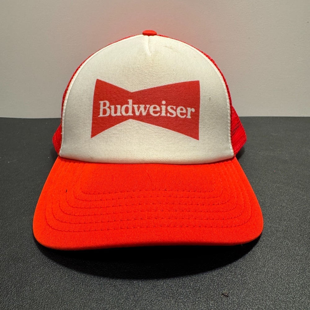 Budweiser‎ Hat Cap Red White Snap Back Mesh Foam Vintage Casual Adult Y2K